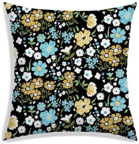 RADANYA Floral Polyester Black Cushion Cover ( Extra large , Pack of 1 )