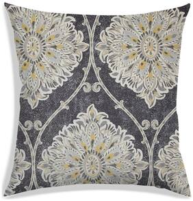 RADANYA Floral Polyester Grey Cushion Cover ( Large , Pack of 1 )
