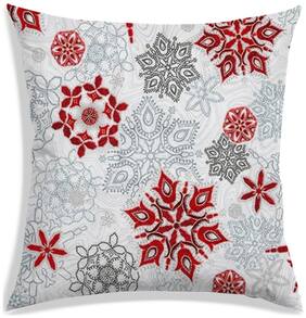 RADANYA Floral Polyester Off-white Cushion Cover ( Large , Pack of 1 )