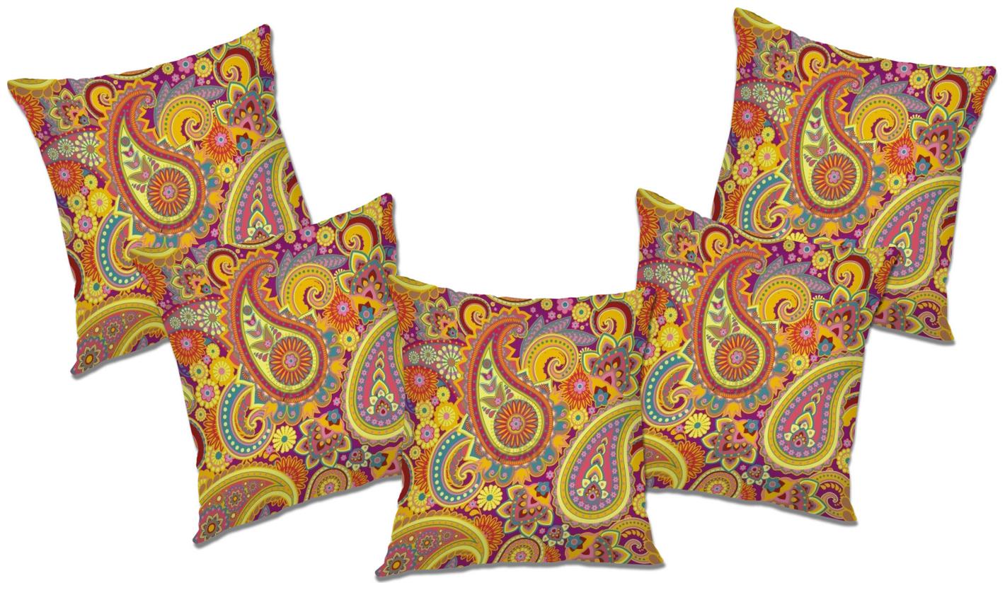 

RADANYA Floral Polyester Yellow Cushion Cover ( Small Pack of 5 )