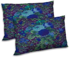 RADANYA Polyester Floral Pillow Covers ( Pack of 2 , Blue )