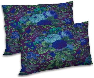 RADANYA Polyester Floral Pillow Covers ( Pack of 2 , Blue )