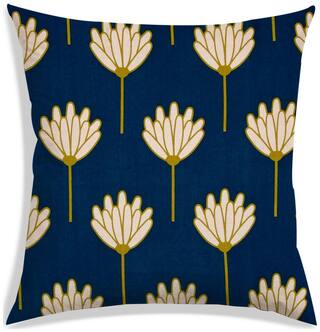 RADANYA Floral Polyester Blue Cushion Cover ( Regular , Pack of 1 )