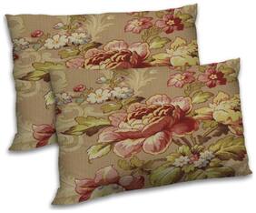 RADANYA Polyester Floral Pillow Covers ( Pack of 2 , Beige )