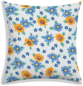 RADANYA Floral Polyester White Cushion Cover ( Large , Pack of 1 )