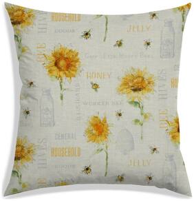 RADANYA Floral Polyester Off-white Cushion Cover ( Large , Pack of 1 )