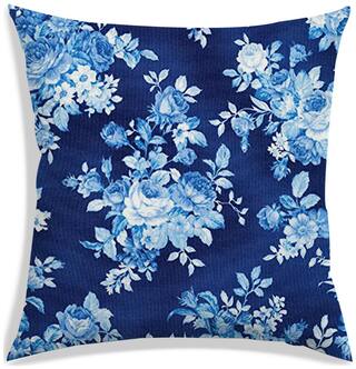 RADANYA Floral Polyester Blue Cushion Cover ( Small , Pack of 1 )