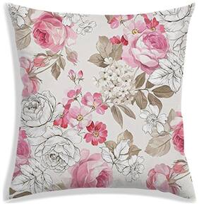 RADANYA Floral Polyester Off-white Cushion Cover ( Regular , Pack of 1 )