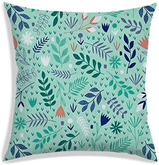 RADANYA Floral Polyester Blue Cushion Cover ( Large , Pack of 1 )