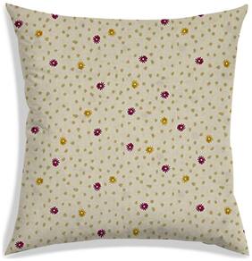 RADANYA Floral Polyester Beige Cushion Cover ( Large , Pack of 1 )