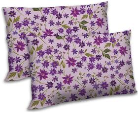 RADANYA Polyester Floral Pillow Covers ( Pack of 2 , Purple )