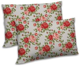 RADANYA Polyester Floral Pillow Covers ( Pack of 2 , White )
