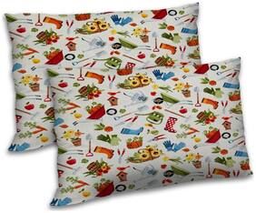 RADANYA Polyester Floral Pillow Covers ( Pack of 2 , Beige )