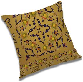 RADANYA Floral Polyester Gold Cushion Cover ( Extra large , Pack of 1 )