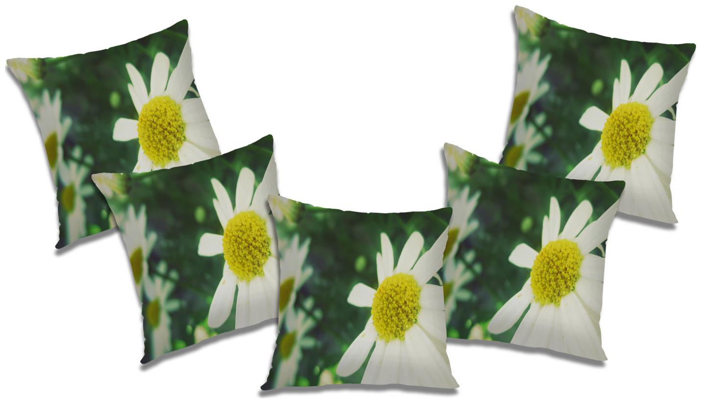 

RADANYA Floral Polyester White Cushion Cover ( Regular Pack of 5 )