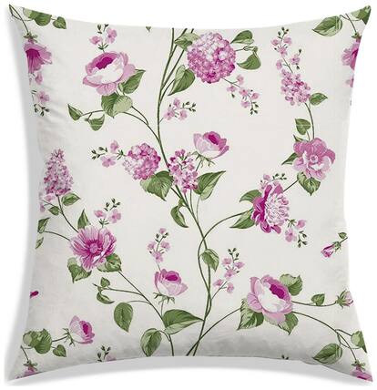 RADANYA Floral Polyester Pink Cushion Cover ( Small , Pack of 1 )