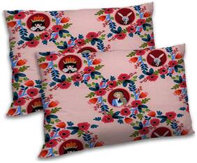 RADANYA Polyester Floral Pillow Covers ( Pack of 2 , Pink )