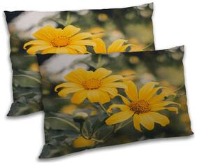RADANYA Polyester Floral Pillow Covers ( Pack of 2 , Yellow )