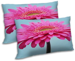 RADANYA Polyester Floral Pillow Covers ( Pack of 2 , Blue )