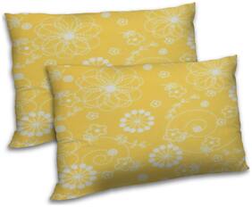 RADANYA Polyester Floral Pillow Covers ( Pack of 2 , Yellow )