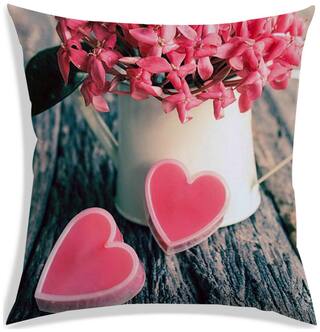 RADANYA Floral Polyester Peach Cushion Cover ( Small , Pack of 1 )