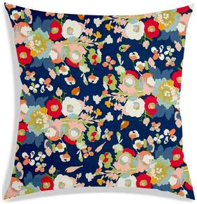 RADANYA Floral Polyester Blue Cushion Cover ( Large , Pack of 1 )