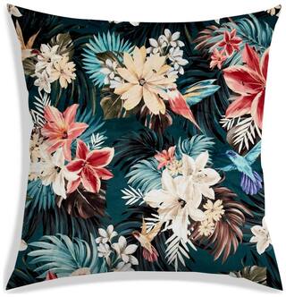 RADANYA Floral Polyester Blue Cushion Cover ( Large , Pack of 1 )
