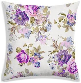 RADANYA Floral Polyester White Cushion Cover ( Regular , Pack of 1 )