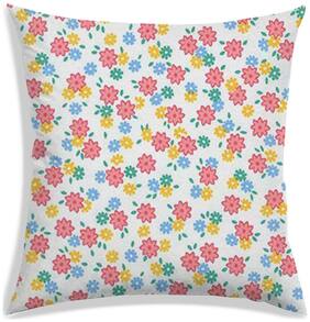 RADANYA Floral Polyester White Cushion Cover ( Small , Pack of 1 )