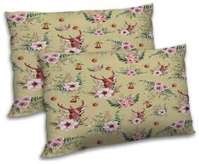 RADANYA Polyester Floral Pillow Covers ( Pack of 2 , Beige )