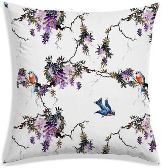 RADANYA Floral Polyester White Cushion Cover ( Large , Pack of 1 )