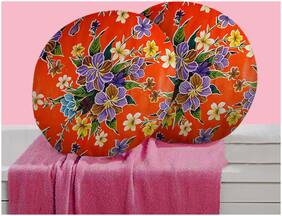 RADANYA Floral Digitally Printed Round Cushion Cover Pillow Case Home D cor Set of 2 ,16 inch,Orange