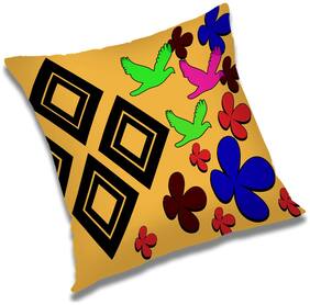 RADANYA Floral Polyester Orange Cushion Cover ( Small , Pack of 1 )