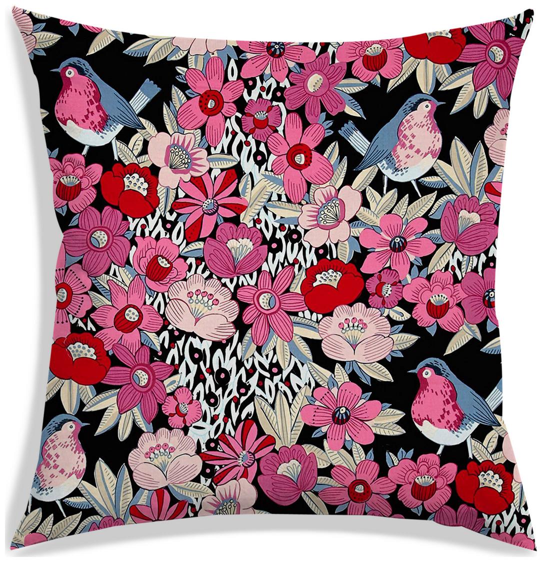 

RADANYA Floral Polyester Black Cushion Cover ( Large Pack of 1 )