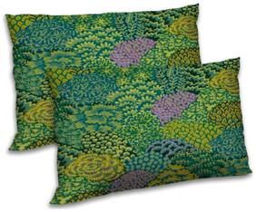 RADANYA Polyester Floral Pillow Covers ( Pack of 2 , Green )