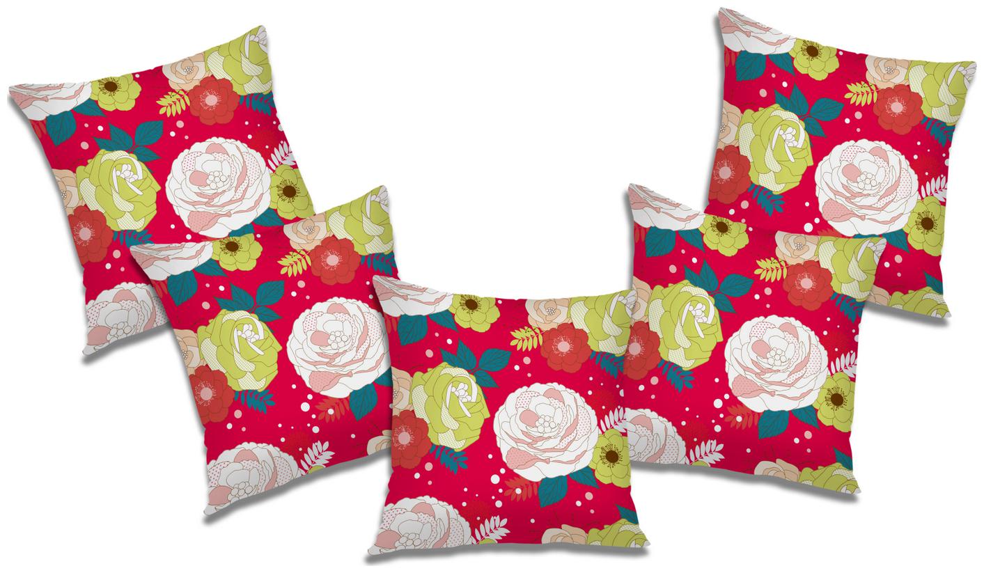 

RADANYA Floral Cushion Cover with Filler (Set of 5) 12X12 inch