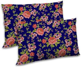 RADANYA Polyester Floral Pillow Covers ( Pack of 2 , Blue )