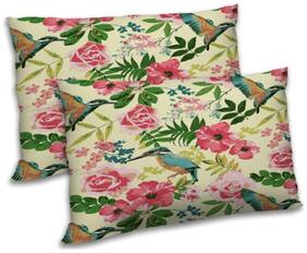 RADANYA Polyester Floral Pillow Covers ( Pack of 2 , Beige )