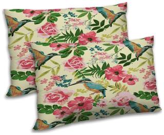 RADANYA Polyester Floral Pillow Covers ( Pack of 2 , Beige )