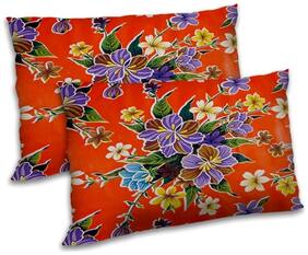 RADANYA Polyester Floral Pillow Covers ( Pack of 2 , Orange )