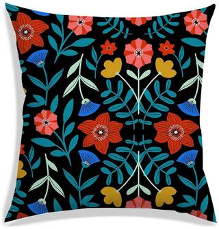 RADANYA Floral Polyester Black Cushion Cover ( Regular , Pack of 1 )