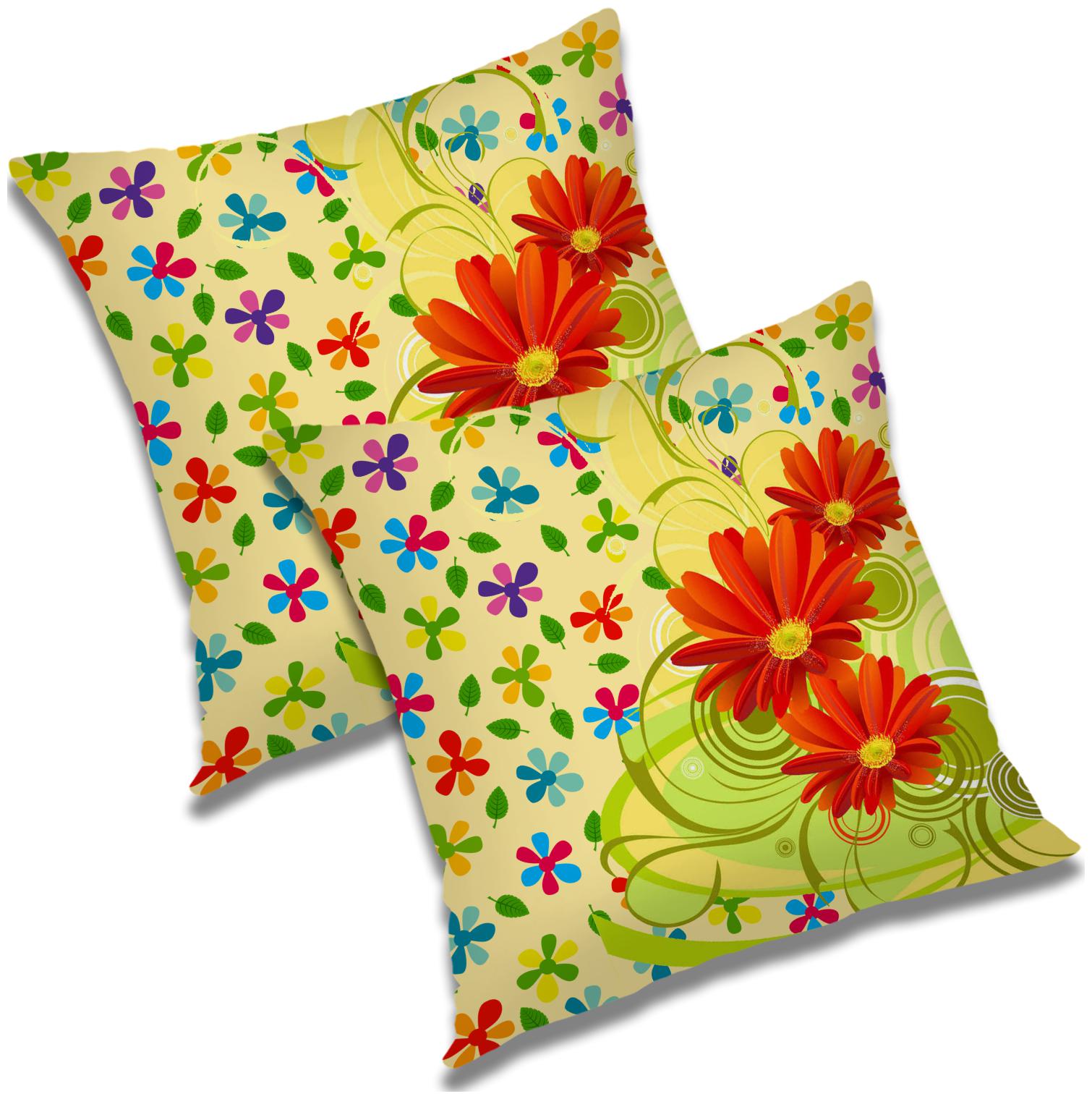 

RADANYA Floral Cushion Cover with Filler Set 18x18 inch