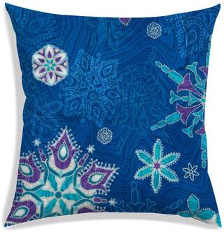 RADANYA Floral Polyester Blue Cushion Cover ( Large , Pack of 1 )