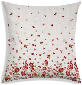 RADANYA Floral Polyester Off-white Cushion Cover ( Regular , Pack of 1 )