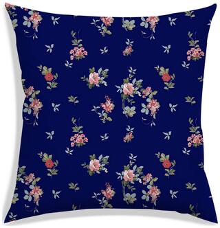RADANYA Floral Polyester Blue Cushion Cover ( Small , Pack of 1 )