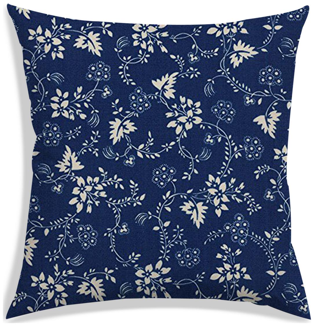 

RADANYA Floral Polyester Blue Cushion Cover ( Large Pack of 1 )