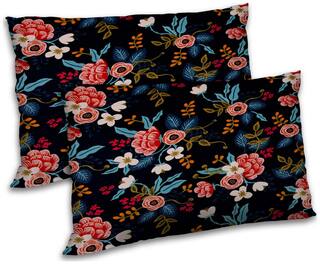RADANYA Polyester Floral Pillow Covers ( Pack of 2 , Black )