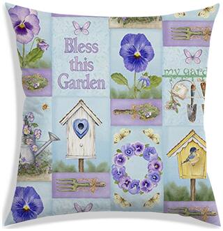 RADANYA Floral Polyester Blue Cushion Cover ( Extra large , Pack of 1 )