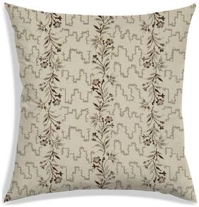 RADANYA Floral Polyester Beige Cushion Cover ( Small , Pack of 1 )