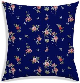 RADANYA Floral Polyester Blue Cushion Cover ( Regular , Pack of 1 )